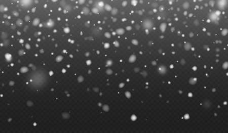 Falling snow in motion, white blurred snowflakes flying in the air.のイラスト素材