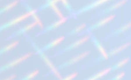 Refraction effect, wall with rainbow sunlight, holographic rays with transparency. Blurred overlay textureのイラスト素材