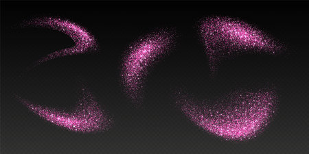 Pink glitter splashes, shiny star dust explosion, shimmer spray effect, festive holiday particlesのイラスト素材