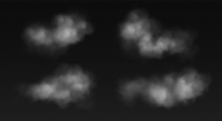 Fog or smoke isolated on transparent background. Realistic smog, haze, mist or cloudiness effect.のイラスト素材