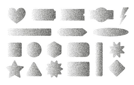 Dotwork abstract shapes in black grain textureのイラスト素材