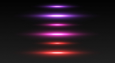 Glowing lines, neon in motion light effect. Shiny beam or ray, abstract speed lines.のイラスト素材