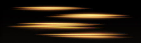 Golden speed lines, glowing magic rays, abstract neon lines. Lights in motion effect.のイラスト素材