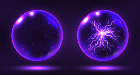 Crystal magic ball, mystic prophecy orb with lightning insideのイラスト素材