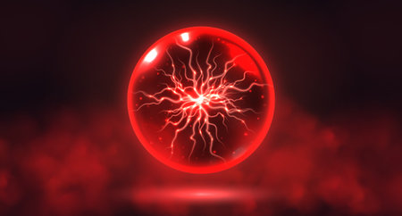 Crystal magic ball, mystic prophecy orb with lightning insideのイラスト素材