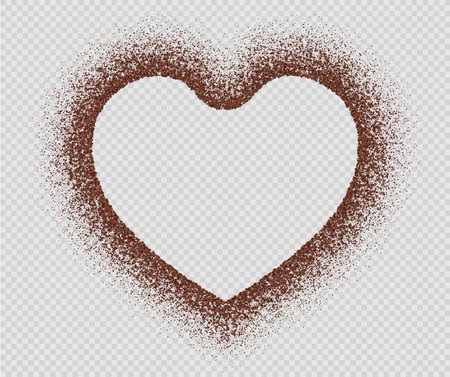 Coffee frame, chocolate border, ground arabica powder in heart and star shapes.のイラスト素材