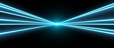 Laser rays or beams, glowing neon lines, bright futuristic background.のイラスト素材