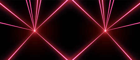 Laser rays or beams, glowing neon lines, bright futuristic background.のイラスト素材