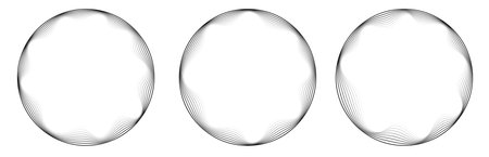 Abstract frame with wavy inner corners. Round border made with thin black lines.