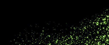Green stars and sparkles, magic star dust background, light effect with flares.のイラスト素材