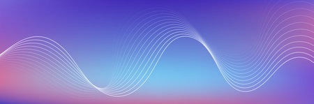 Abstract colorful background with white wave, light blurred backdrop with wavy lines, modern...