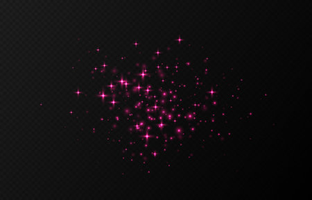 Pink sparkling stars, shiny particles light effect, transparent flying stardust textureのイラスト素材