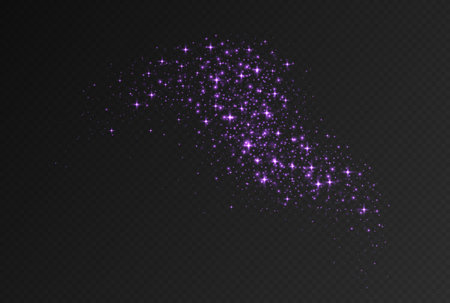Purple sparkling stars, shiny particles light effect, transparent flying stardust textureのイラスト素材