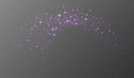 Purple sparkling stars, shiny particles light effect, transparent flying stardust textureのイラスト素材
