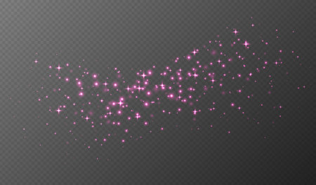 Pink sparkling stars, shiny particles light effect, transparent flying stardust textureのイラスト素材