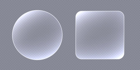Transparent glass buttons, white clear banners. Futuristic interface templates for web design.のイラスト素材