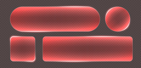 Transparent glass buttons, red clear banners. Glowing futuristic interface templates for web design.のイラスト素材