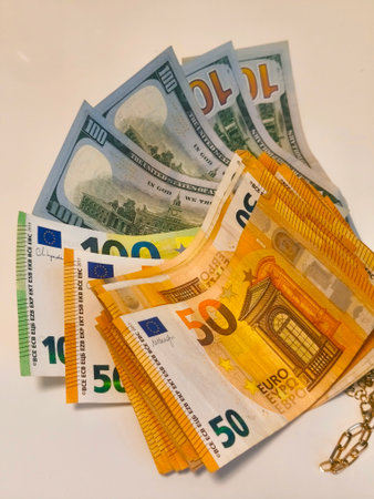 Euro banknotes money (EUR), currency of the European Unionの写真素材