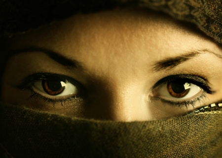 Eyes of an eastern woman in paranjaの写真素材