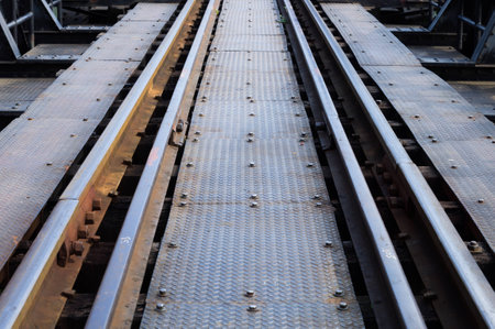 Straight railroad trackの写真素材