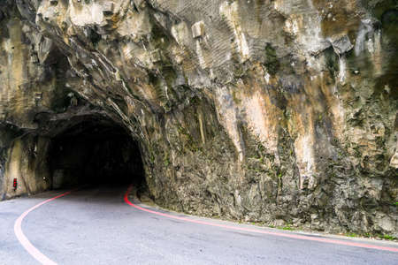 Beautiful tunnel scenic of rock cliffs at Swallow Grotto in Yanzikou, Taroko national park, Hualien, Taiwan.の写真素材