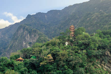 Beautiful scenic of the pagoda in the mountain. (Tianfeng, Tianxiang,Taroko, Hualien, Taiwan.の写真素材