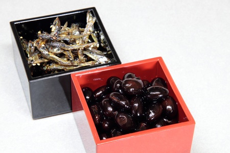 Japanese New Year holidays dish _ black soybean and small sardine dishの写真素材