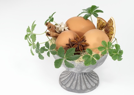 Arrangement of an Easter egg and the plantの写真素材