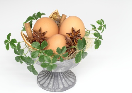 Arrangement of an Easter egg and the plantの写真素材