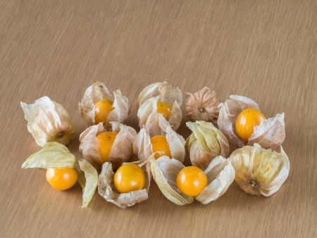 Fruit of the edible ground cherryの写真素材