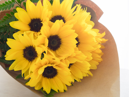 Bright yellow sunflower bouquetの写真素材