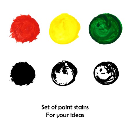 Colorful and black and white paint stains setのイラスト素材