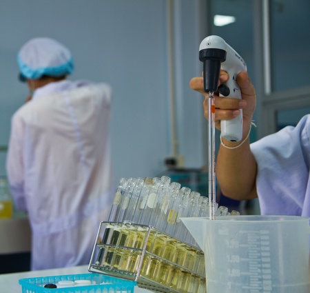 science chemistry classes with young student woman in labaratory