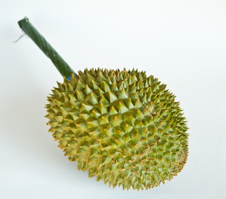 Durian, the king of fruits of South East Asia on white background