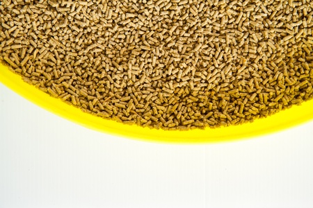 Pelleted Compound Feed for chicken on tray.の写真素材