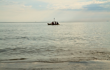 Tropical Beach with boatの写真素材