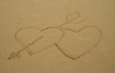 rain drop on sand and love, background