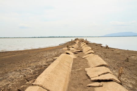 Run dry in Dam, Thailandの写真素材