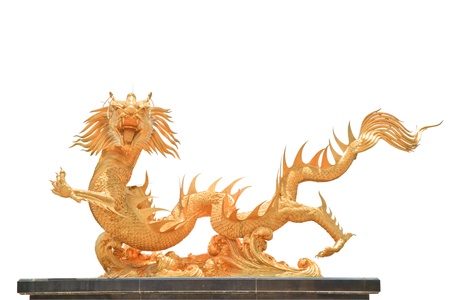 Chinese style dragon statue on white backgroundの写真素材