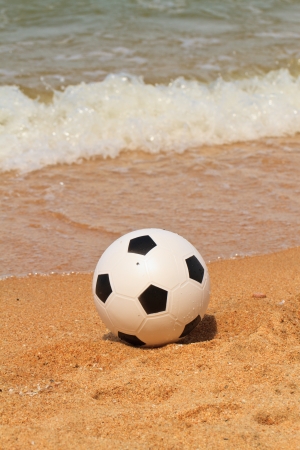 A football on the  Beachの写真素材