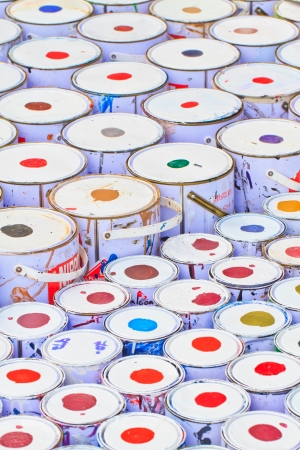 paint buckets with various colorsのeditorial素材
