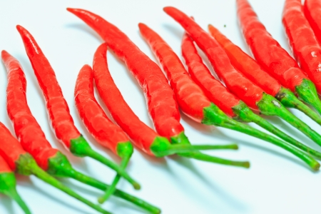 hot peppers isolated on whiteの写真素材