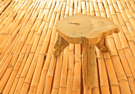 A chair on bamboo floorの写真素材