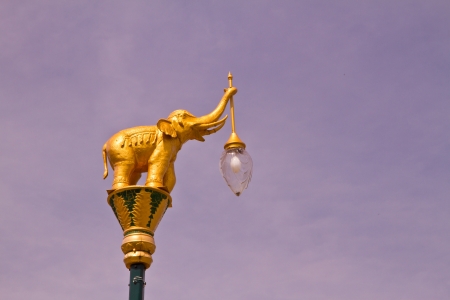 The elephant street lamp on sky backgroundの写真素材