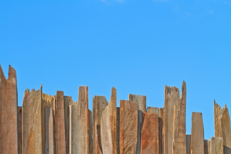Old wood plank texture on blue sky, Can use  backgroundの写真素材