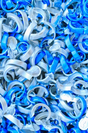 Recycle aluminium from vaccine bottle , may be used as backgroundの写真素材