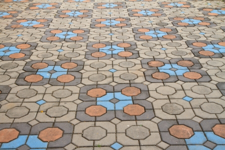 Pathway in Garden with concrete bumpsの写真素材