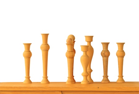 Empty yellow vase wood isolated on a white backgroundの写真素材