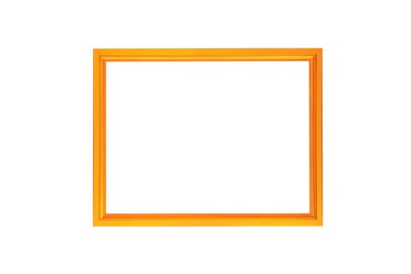Long golden picture  frame isolated on white backgroundの写真素材