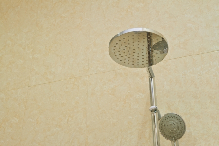 Shower Head in bathroom on marble backgroundの写真素材